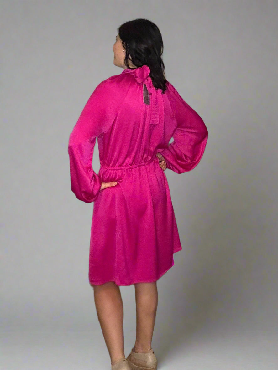 New satin high neck dress