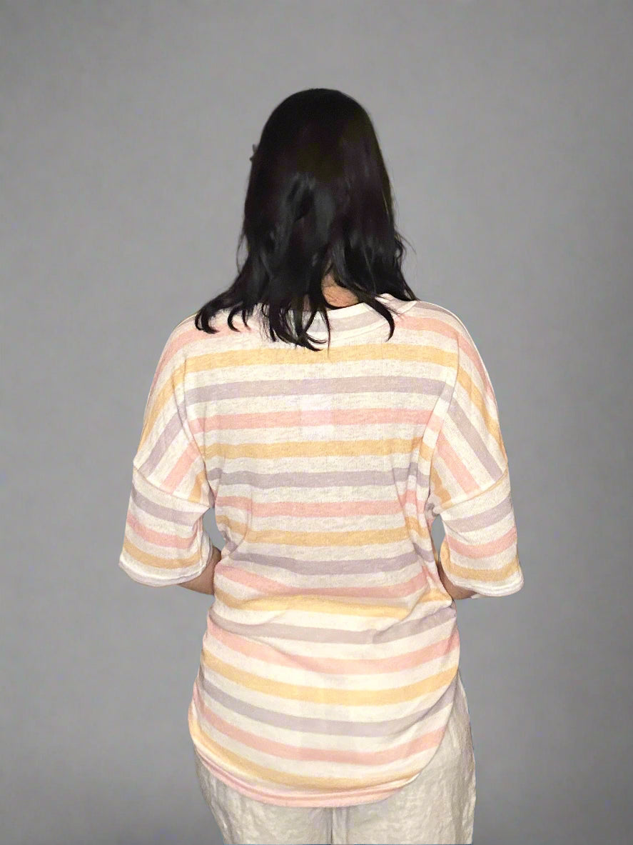 Vneck striped knit tunic