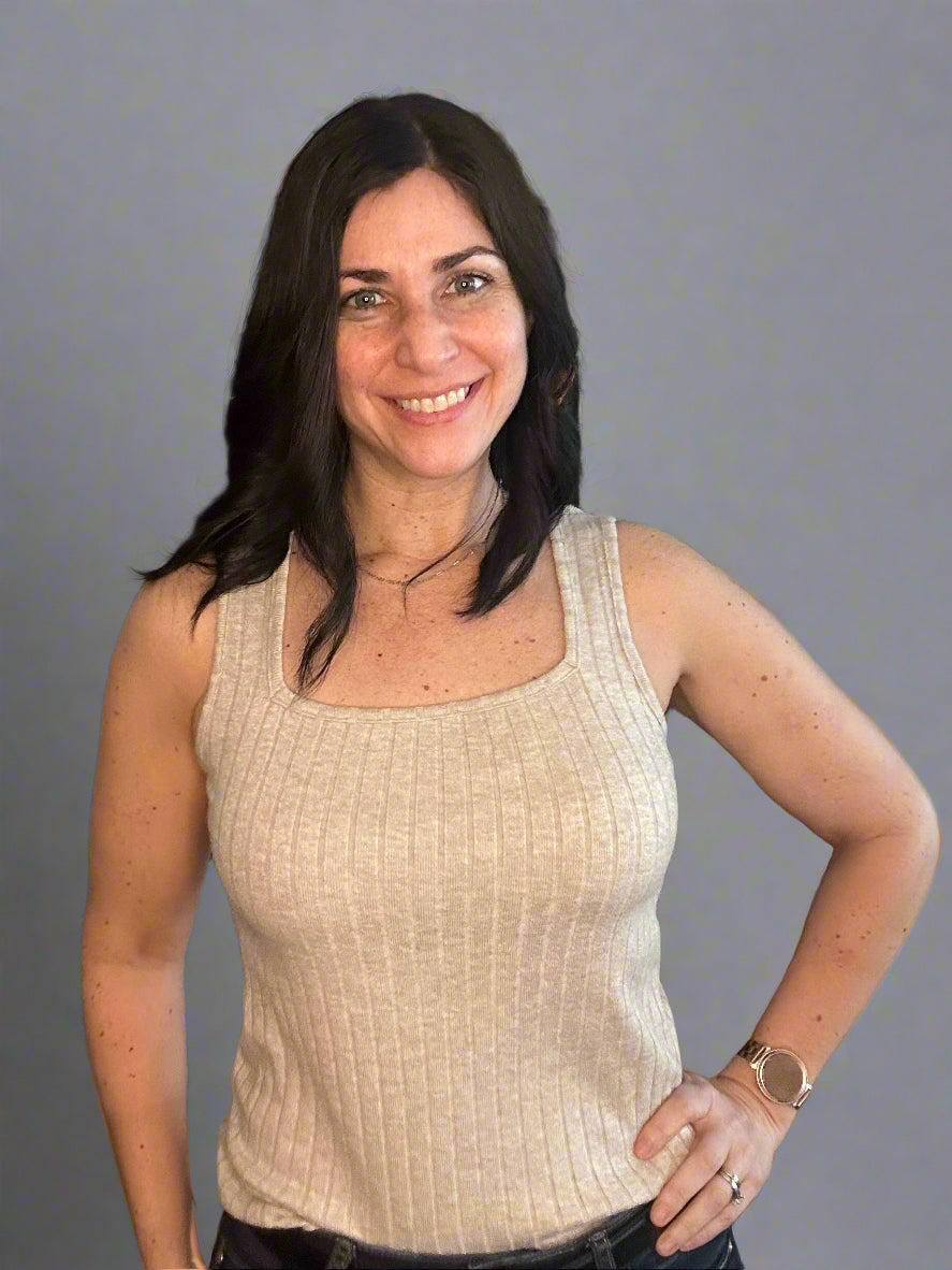 Ribbed square neck tank - ash mocha