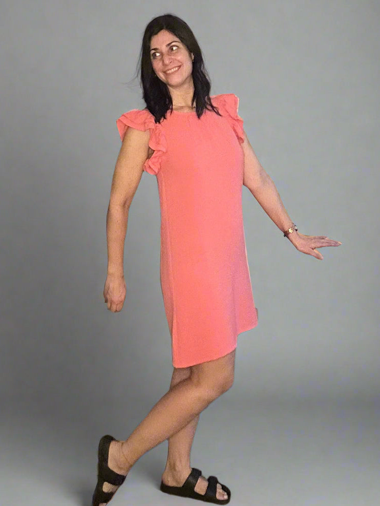Airflow, ruffle sleeve mini dress