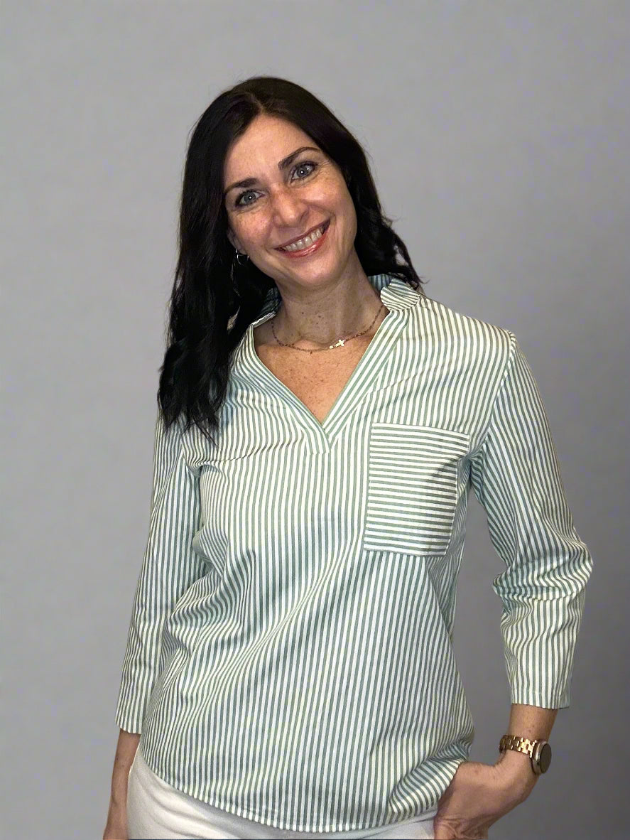 Stripe roll up sleeve shirt