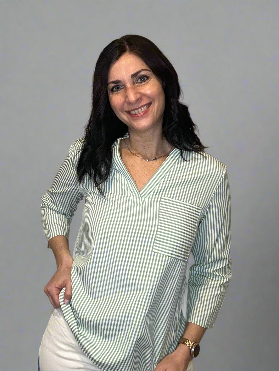 Stripe roll up sleeve shirt