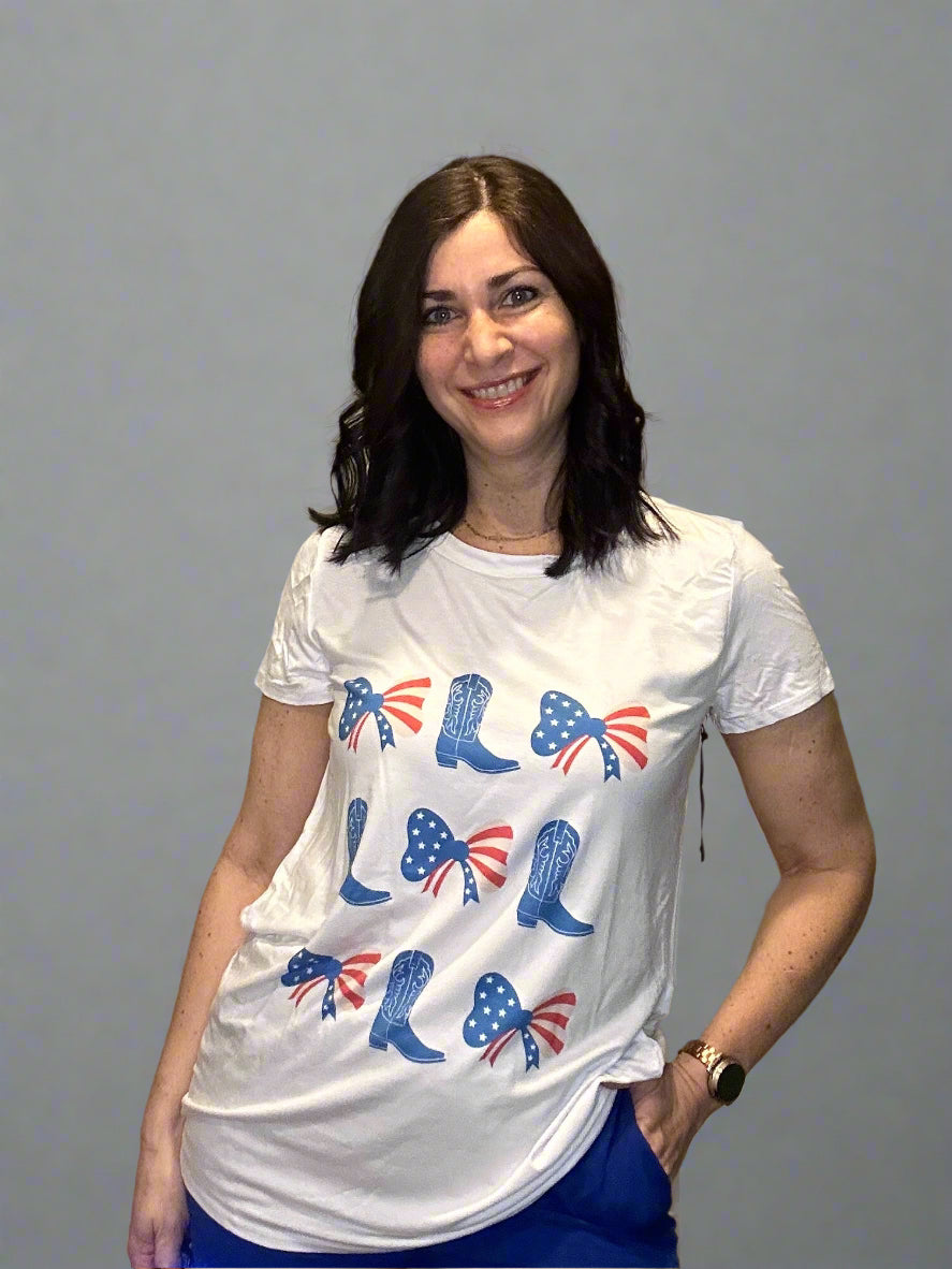 boots and bows patriotic T-shirt