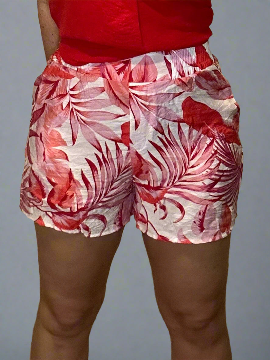 floral elastic waist shorts
