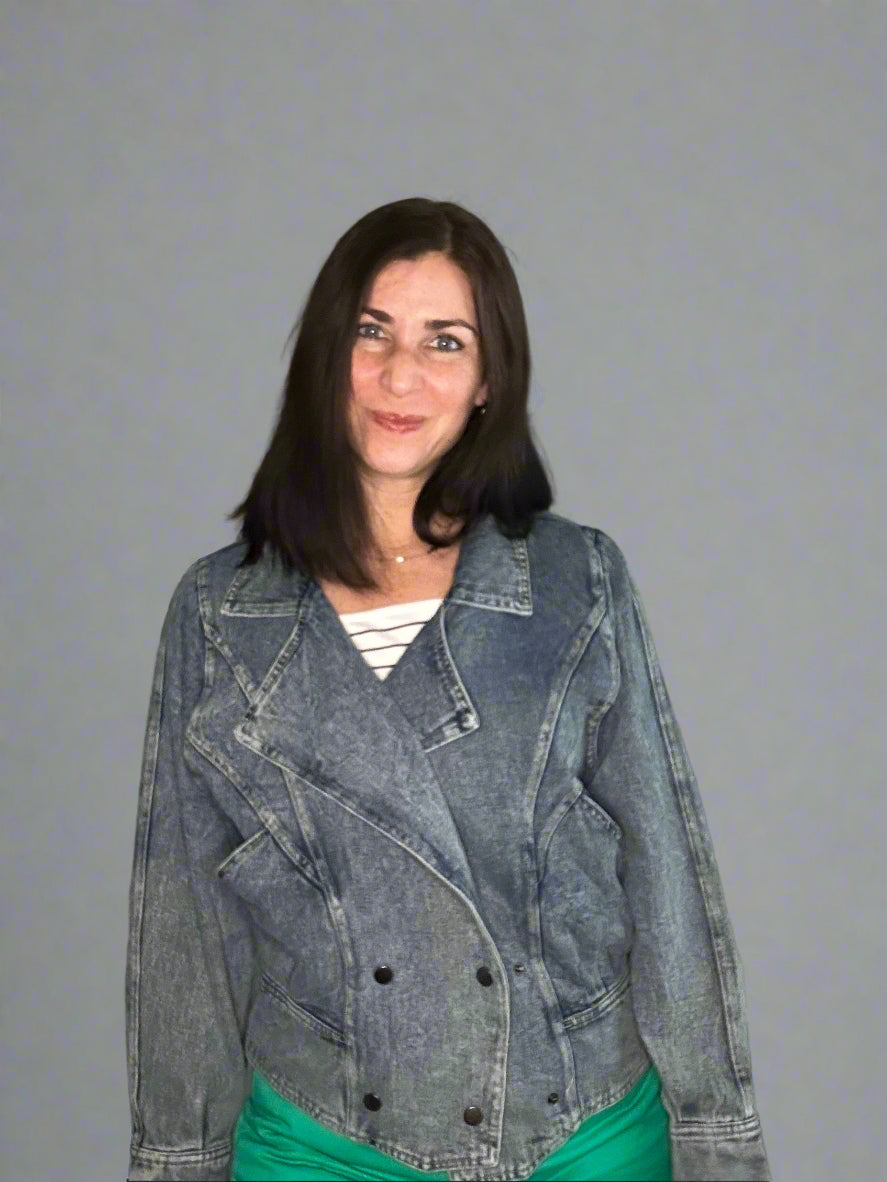 Double breasted, jean jacket