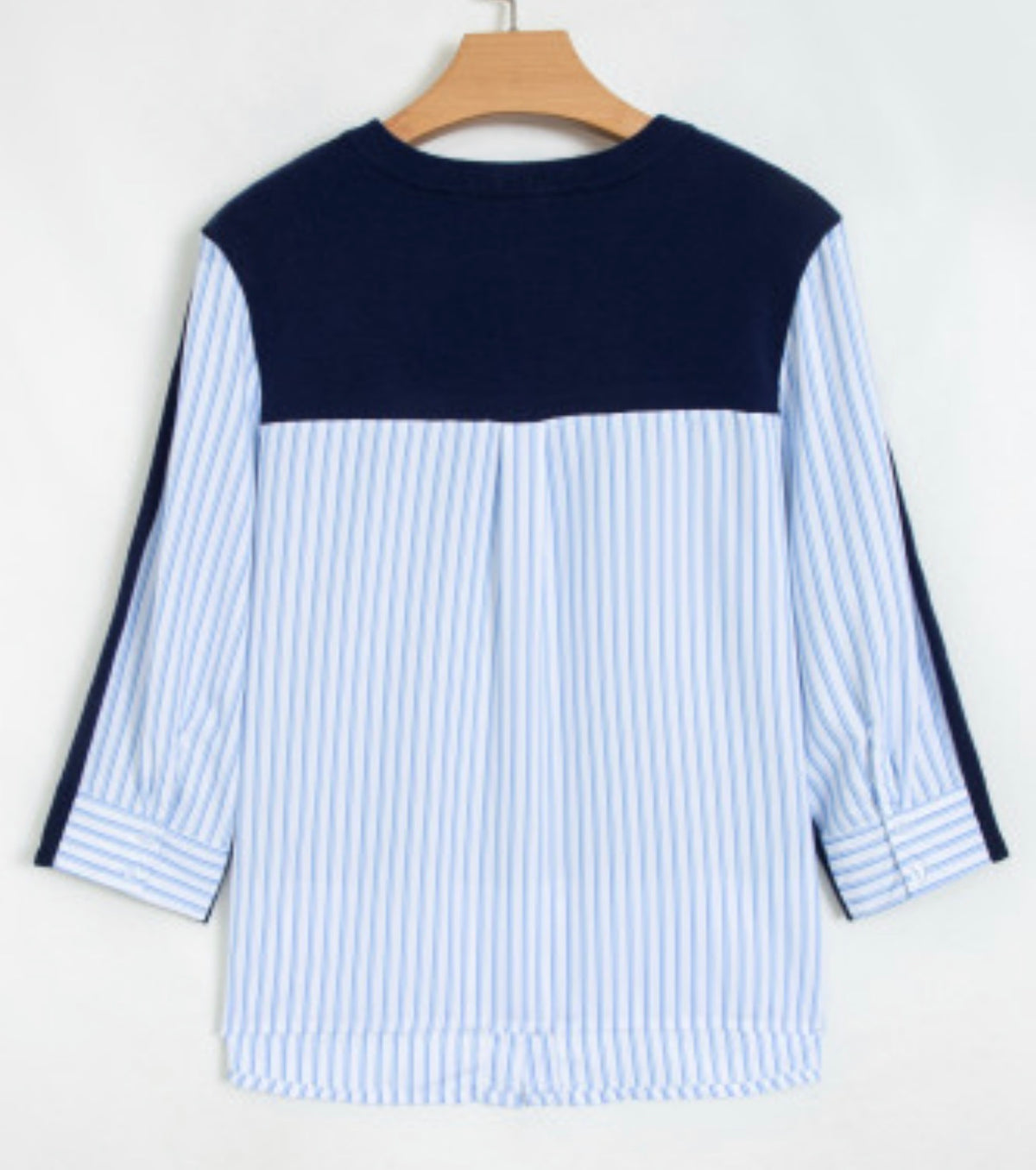Navy blue long sleeve striped sweater