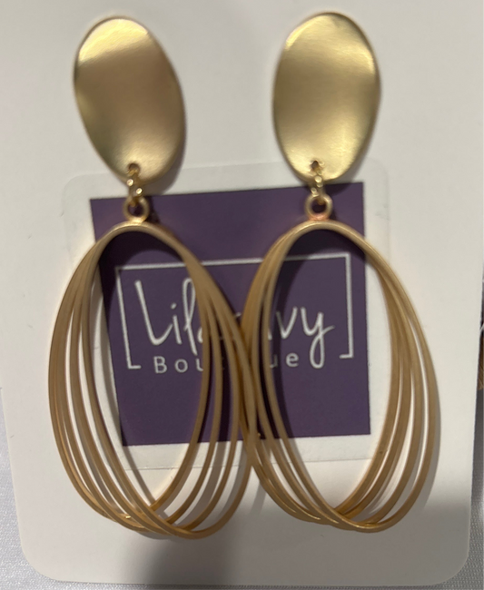 Gold oval wire earrings