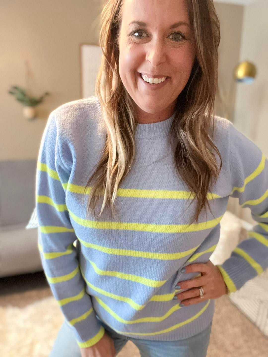 Round neck striped sweater