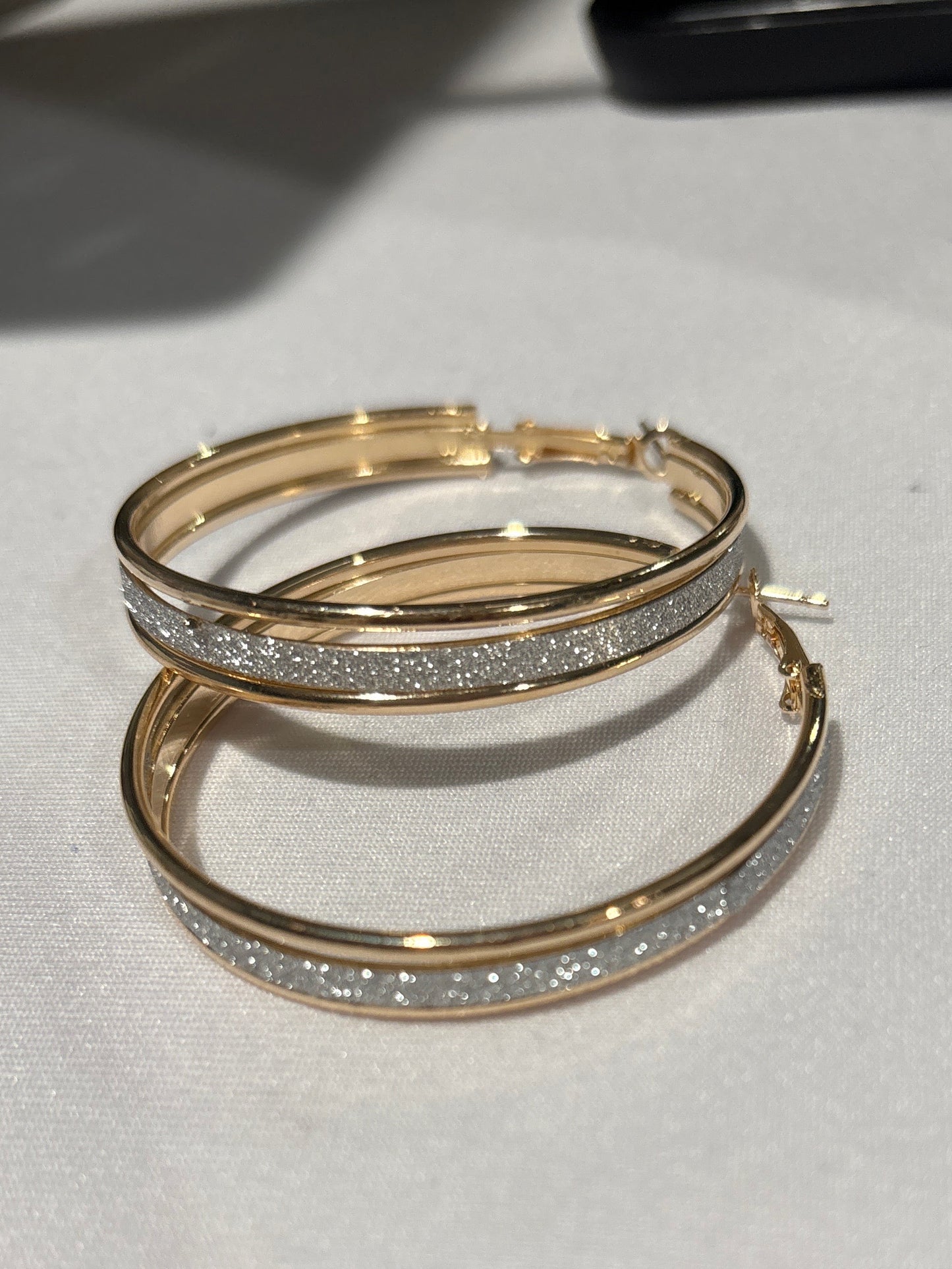 Gold and diamond rhinestone hoops