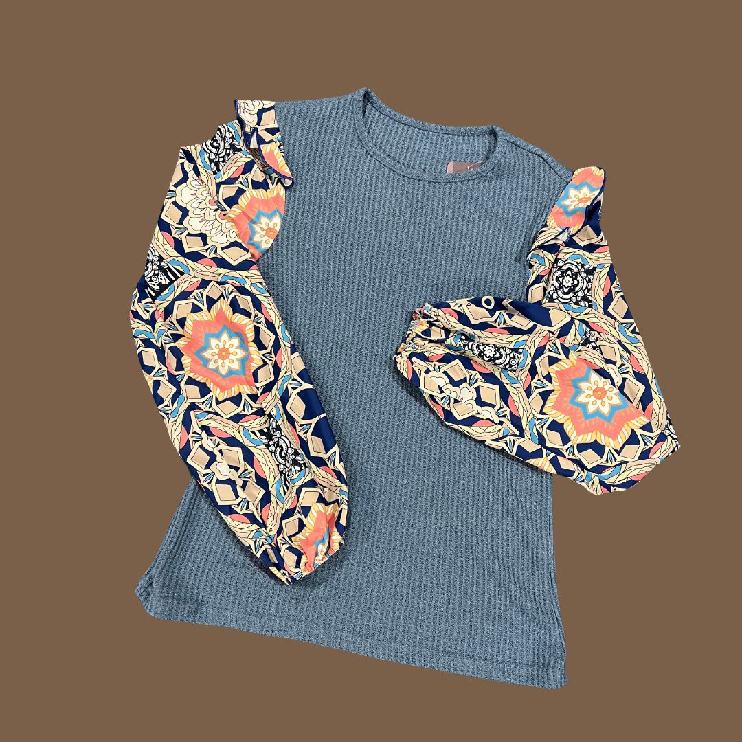 Ruffled floral sleeve top