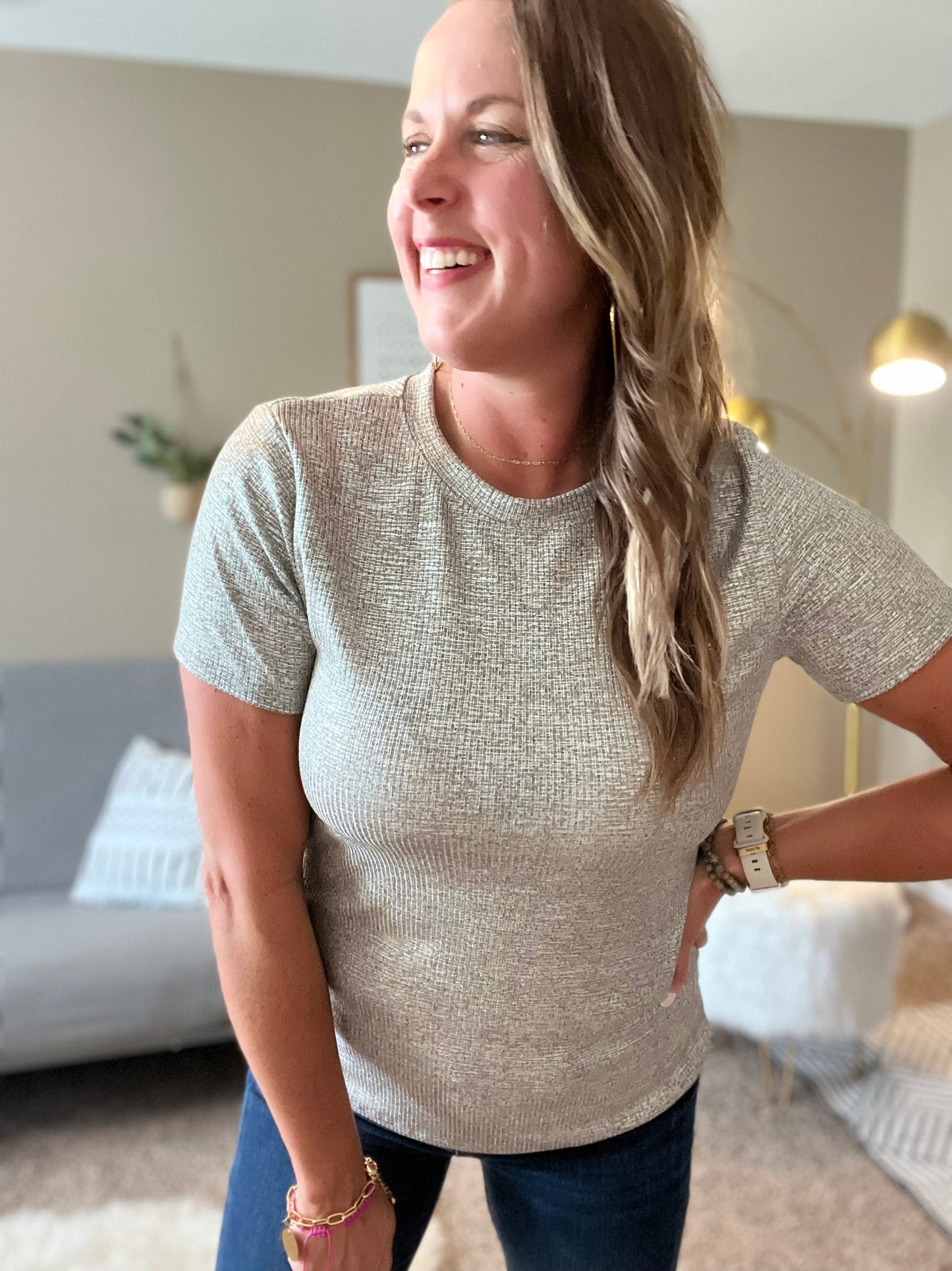 Solid short sleeve top - black or silver