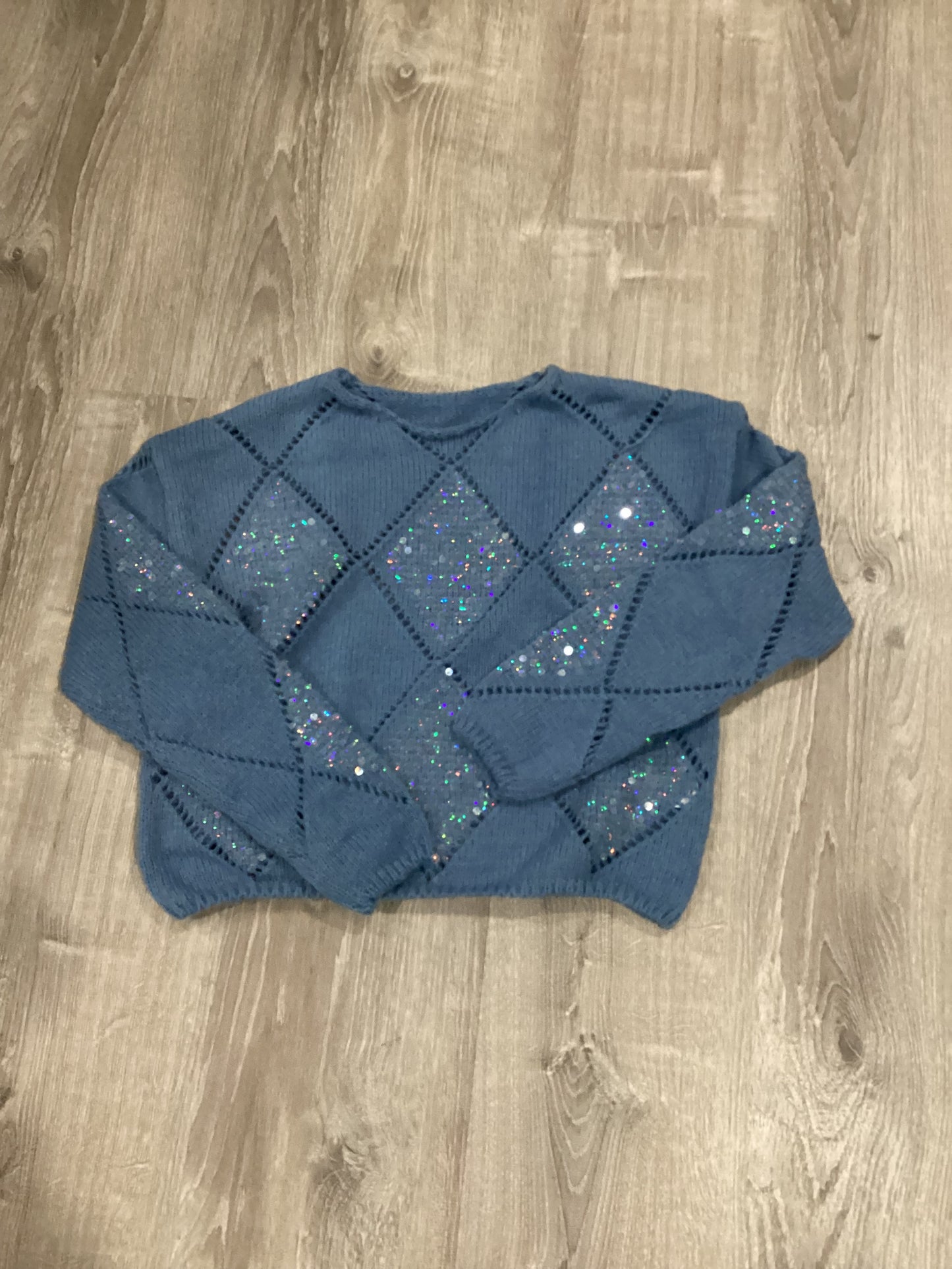 Triangle knit sequin sweater