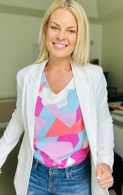 Geometric v neck