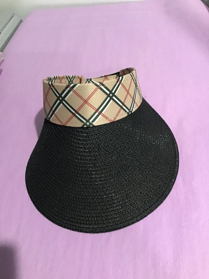Black Burberry like straw visor