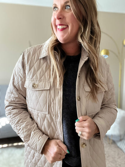 Quilted shirt jacket