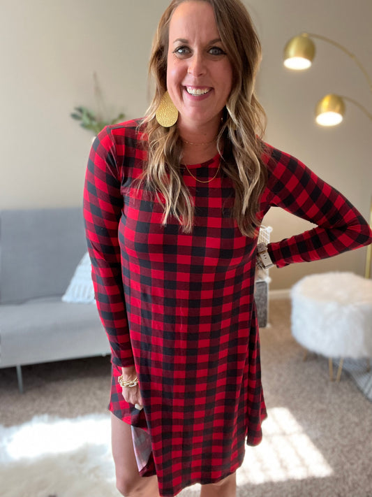 Casual plaid swing dress