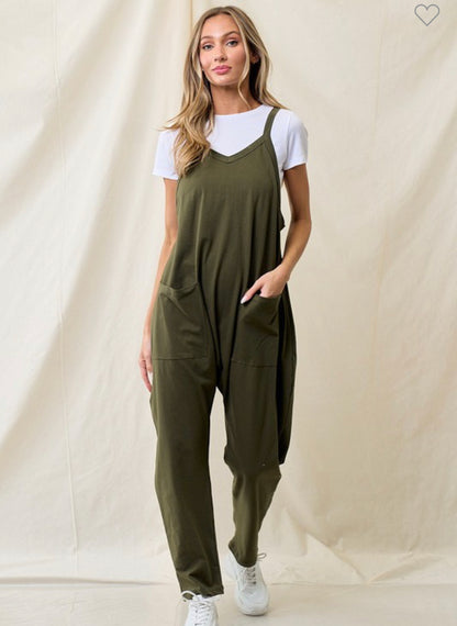 Just because solid jump suit olive