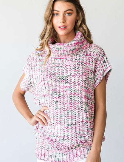 Turtle neck knit vest