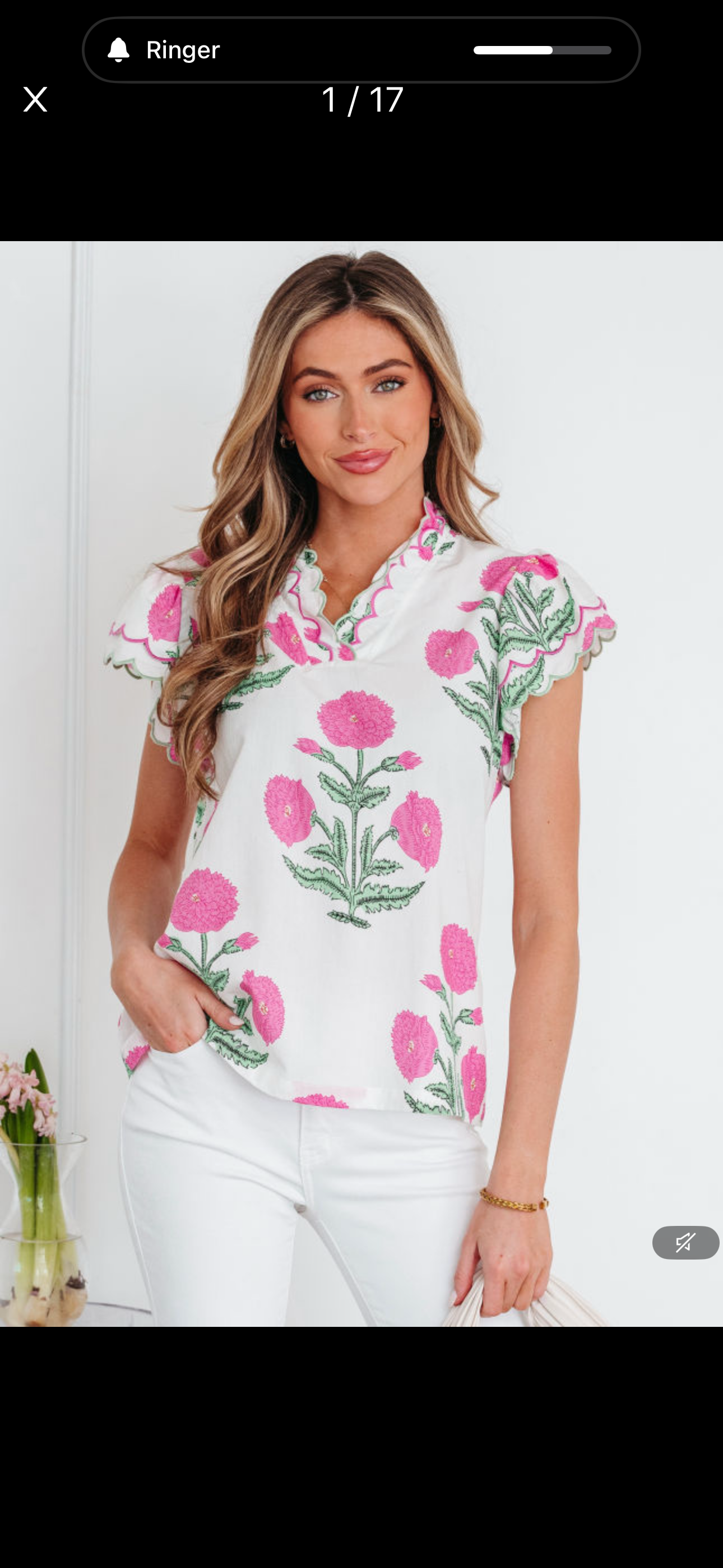 Wild flower, print, scallop detail blouse