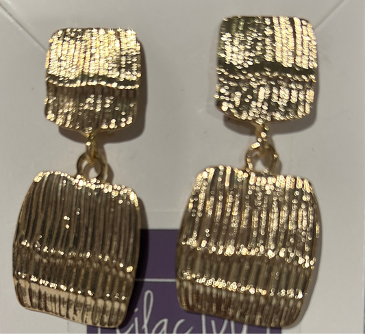 Gold textured clip earrings