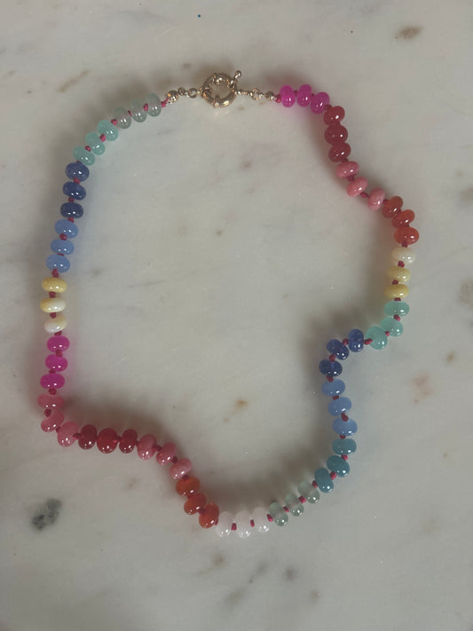 Colorful stone beaded necklace