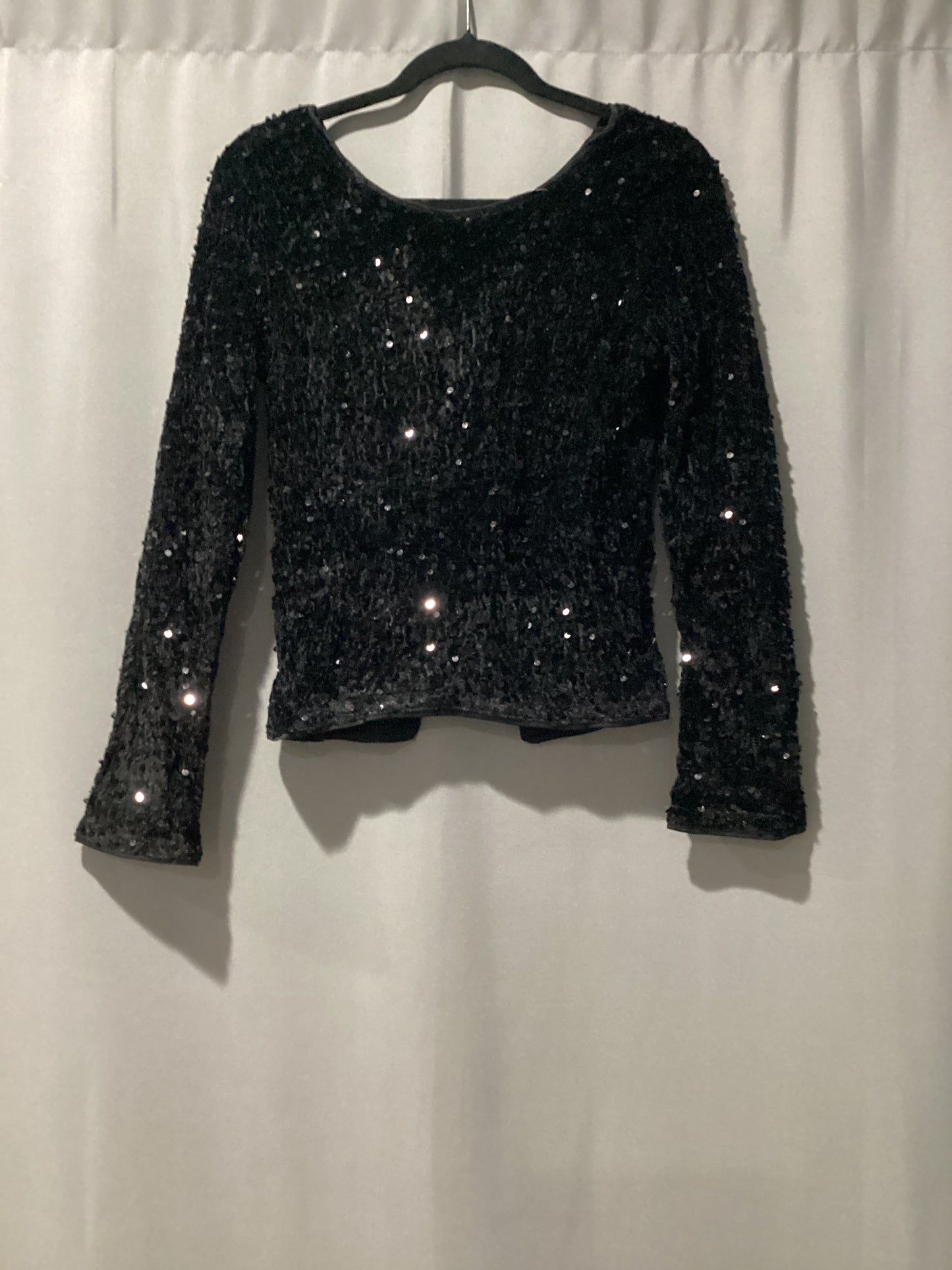Black sequin long sleeve top