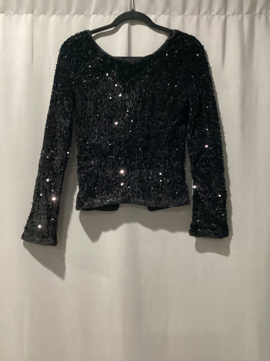 Black sequin long sleeve top