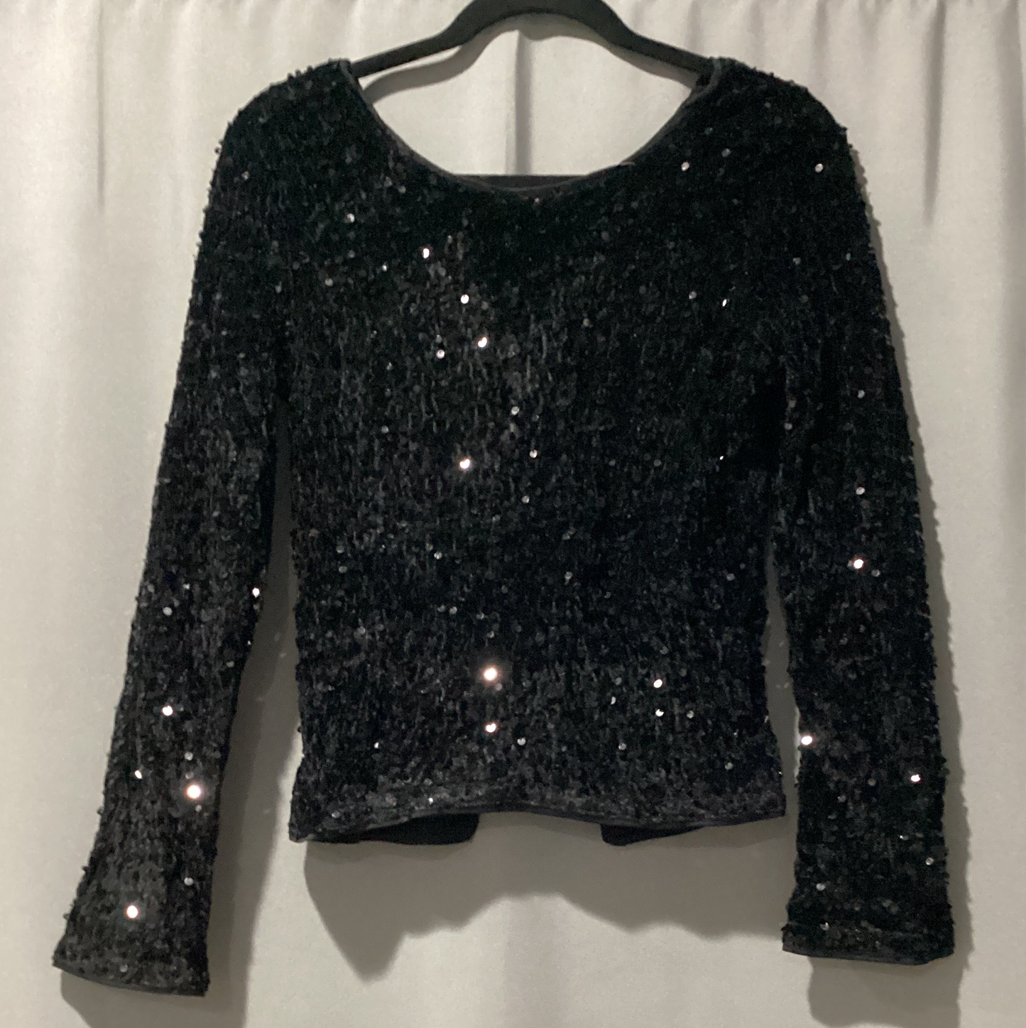 Black sequin long sleeve top