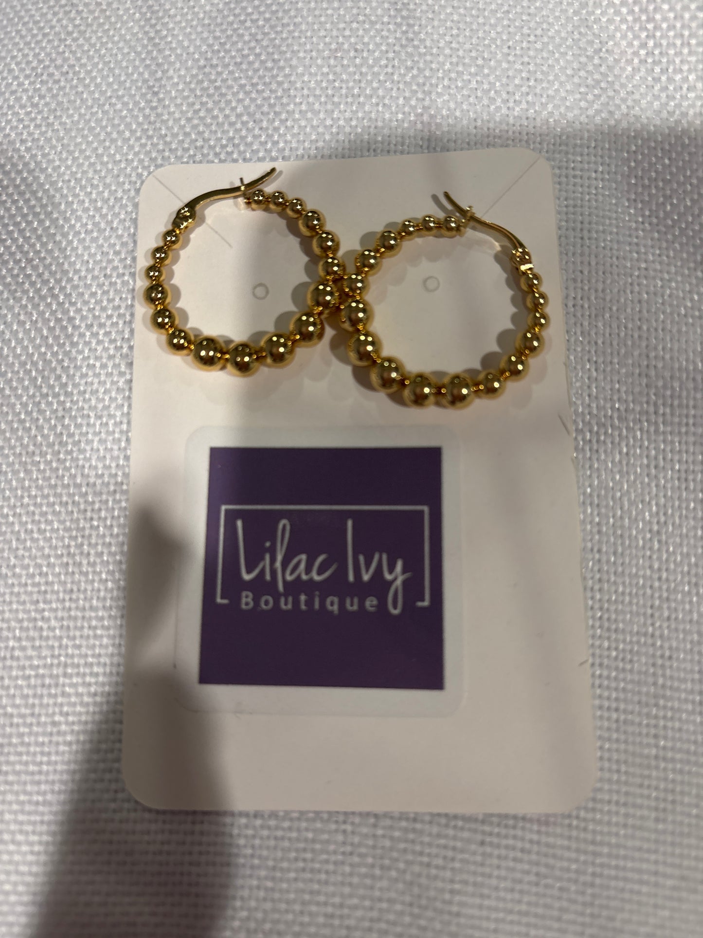 Gold bead, hoop earrings