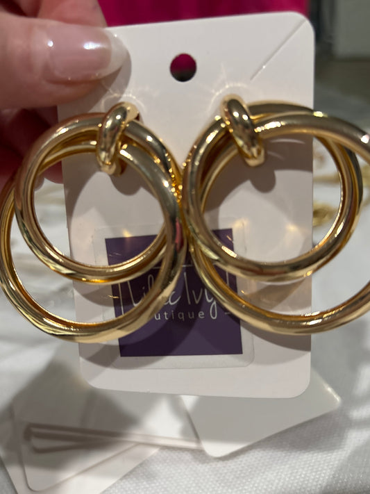 Double hoop, gold earrings