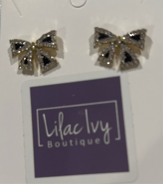 Rhinestone bow earrings