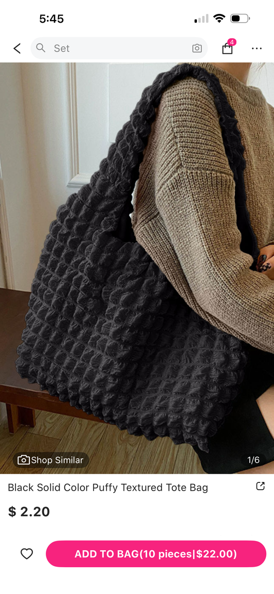 Puffy, textured, tote bag