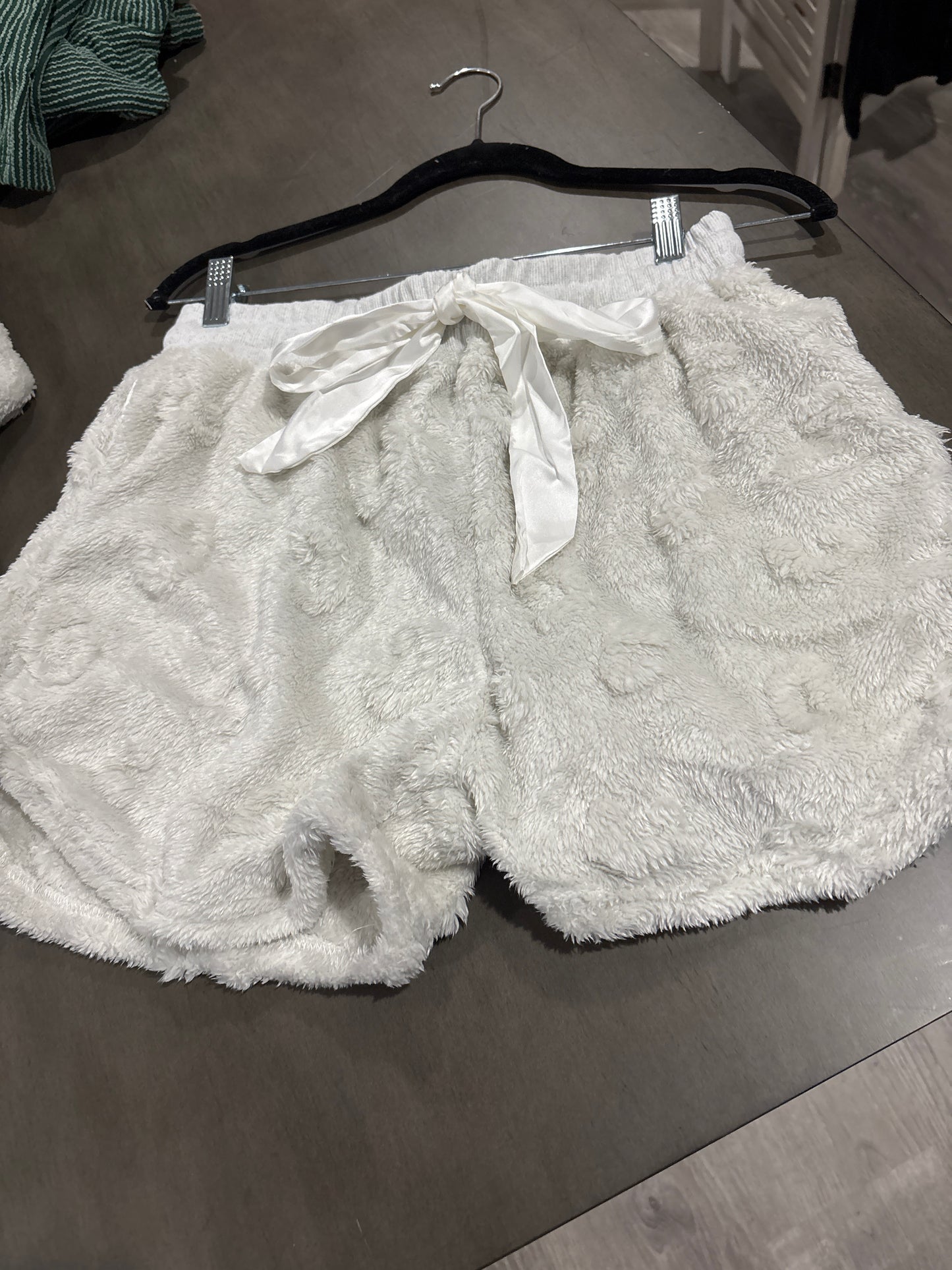 Two piece fuzzy short PJ set