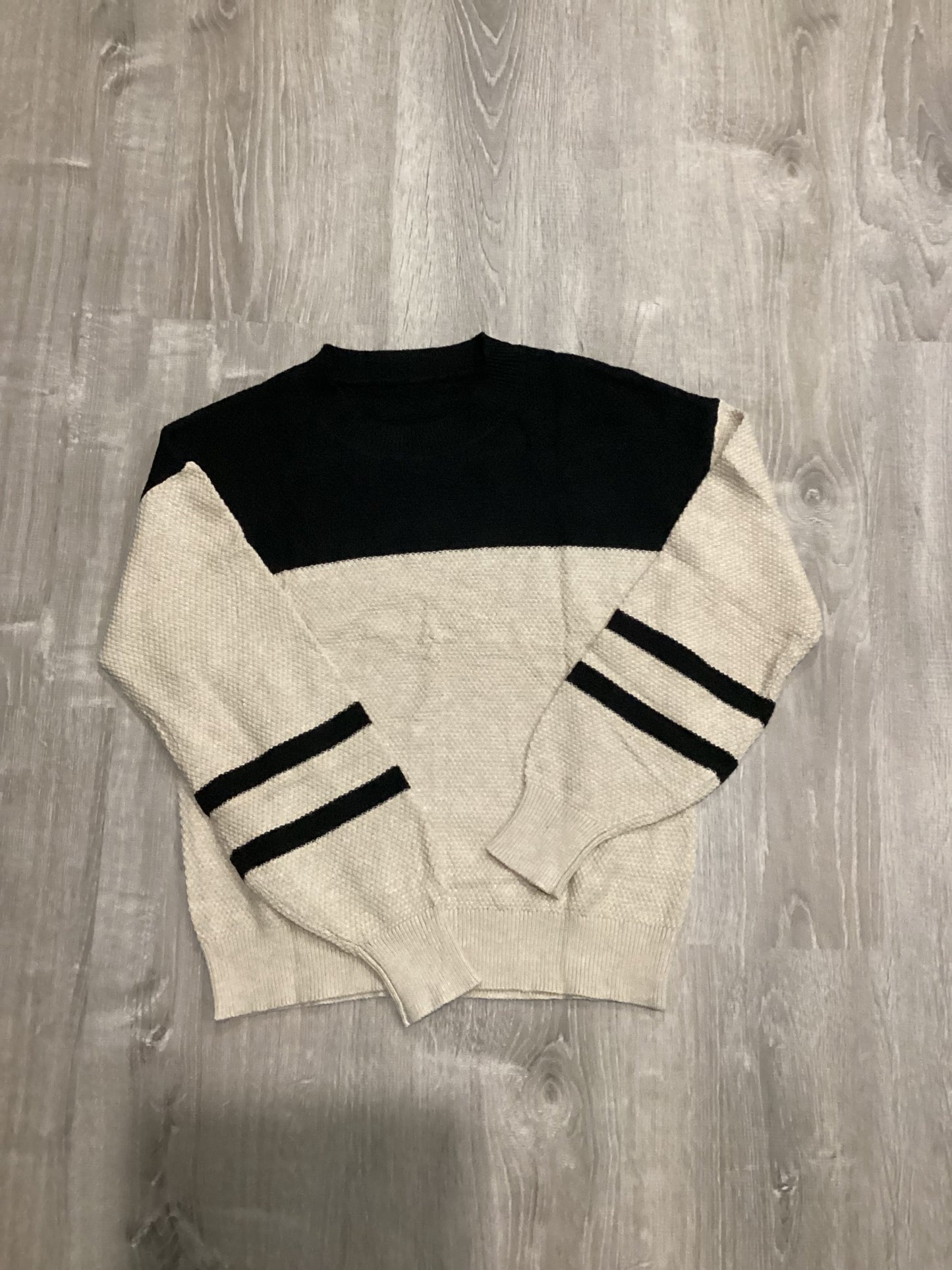 Tan and black long sleeve sweater