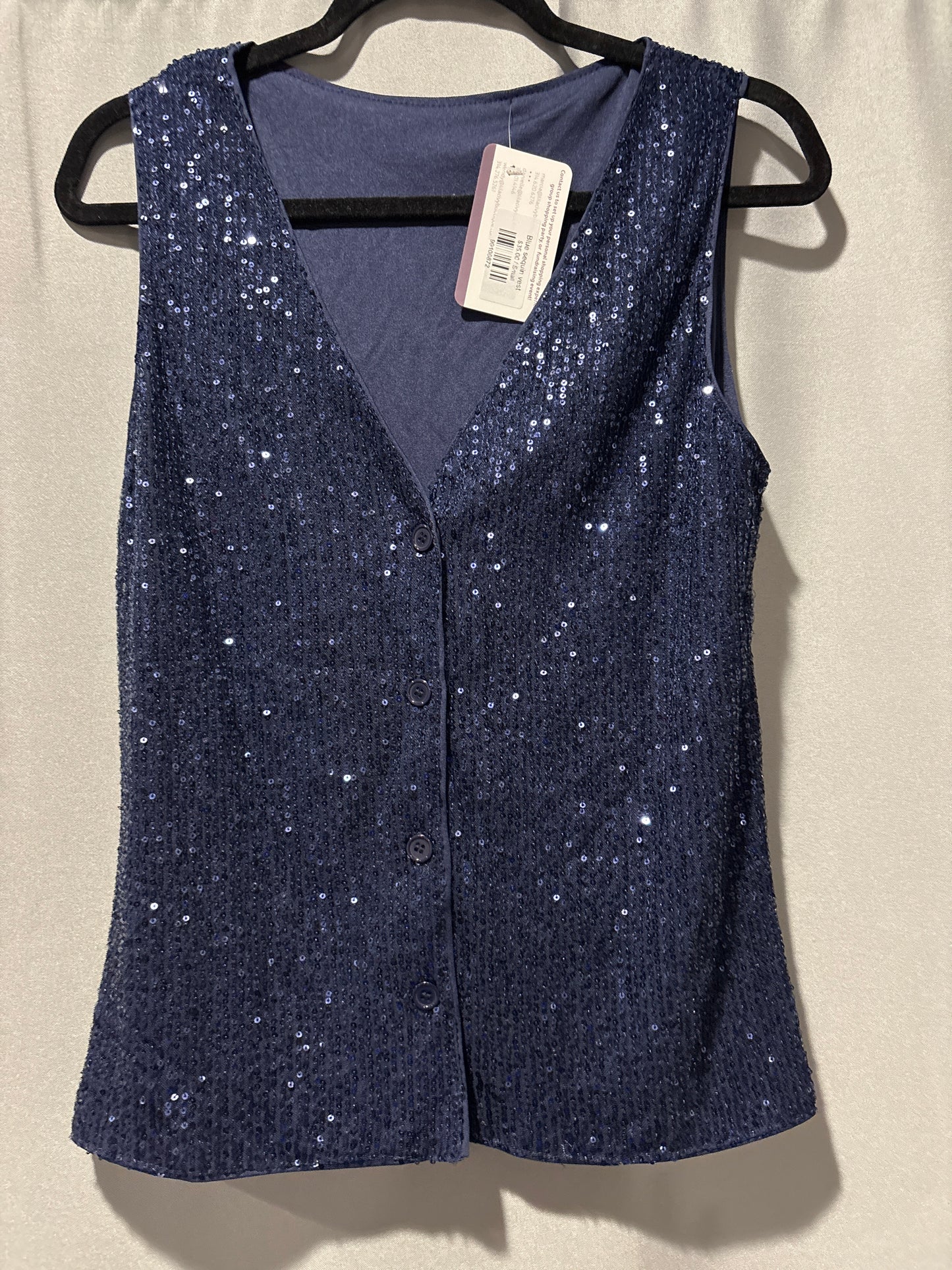 Blue sequin vest