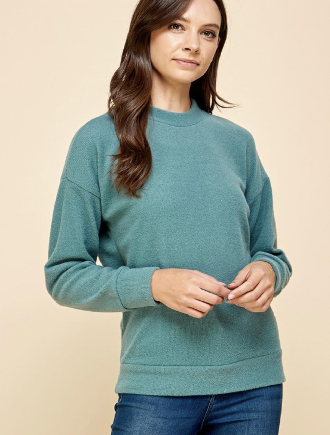 Long sleeve knit top - aqua