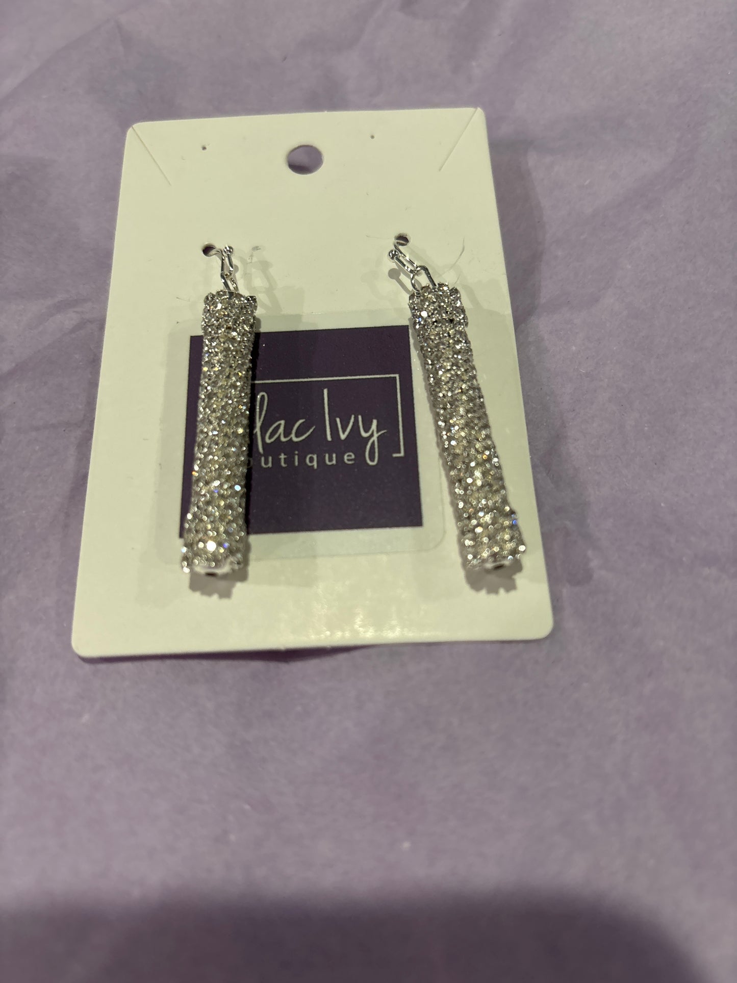 Rhinestone cylinder dangle earrings