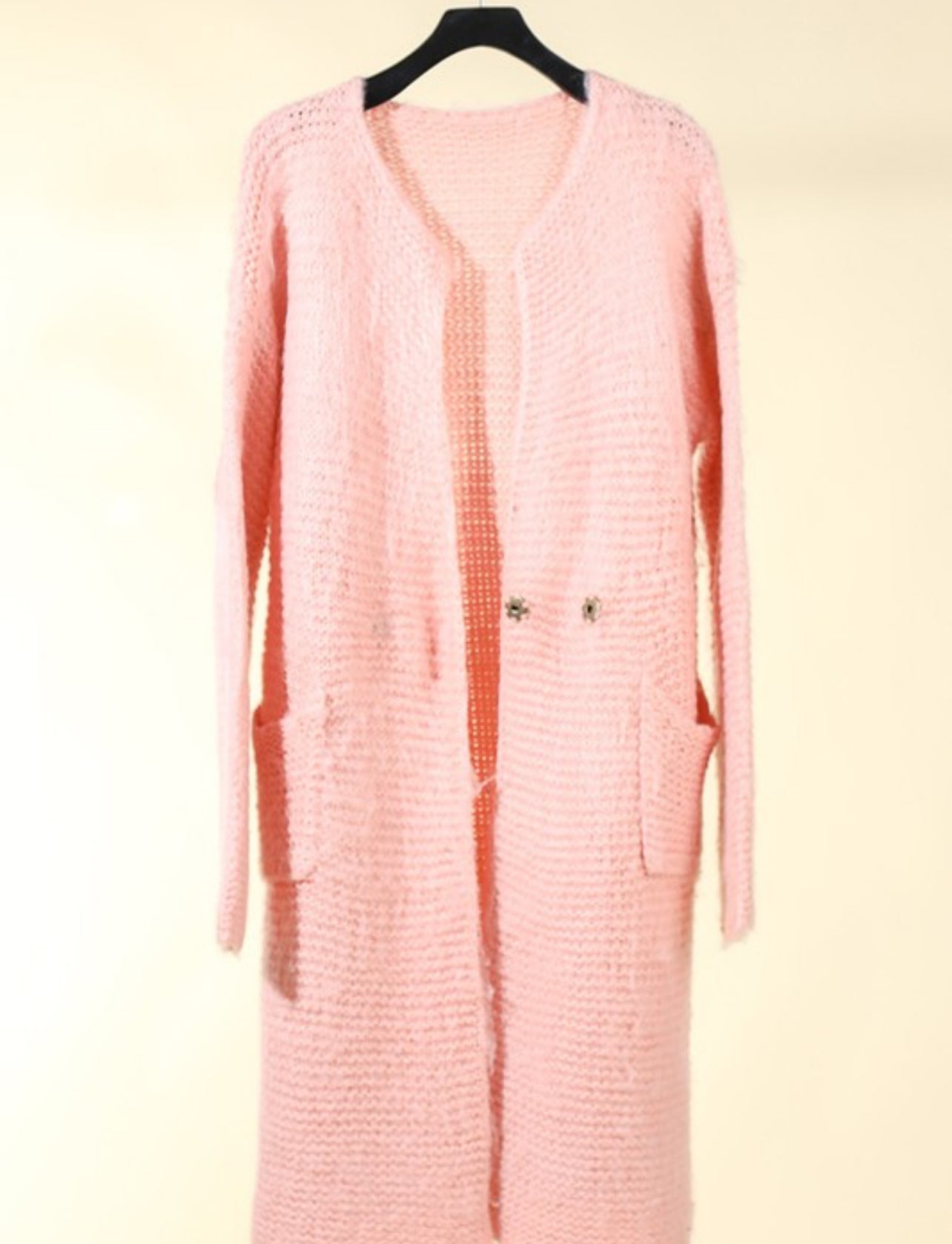 Knit, long spring coat