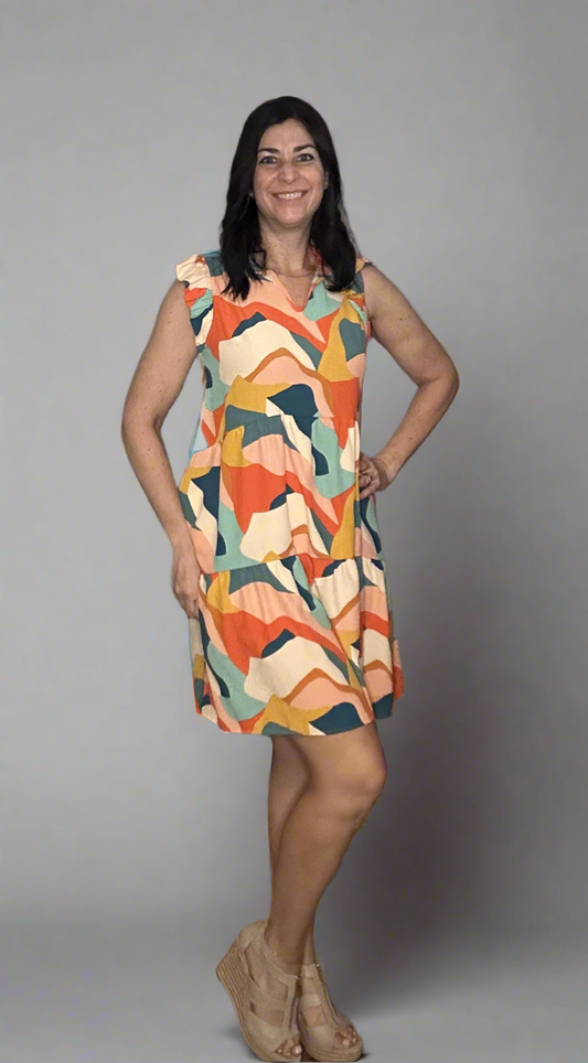 Short sleeve tiered dress￼