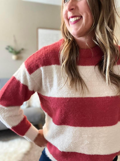 Striped plush sweater