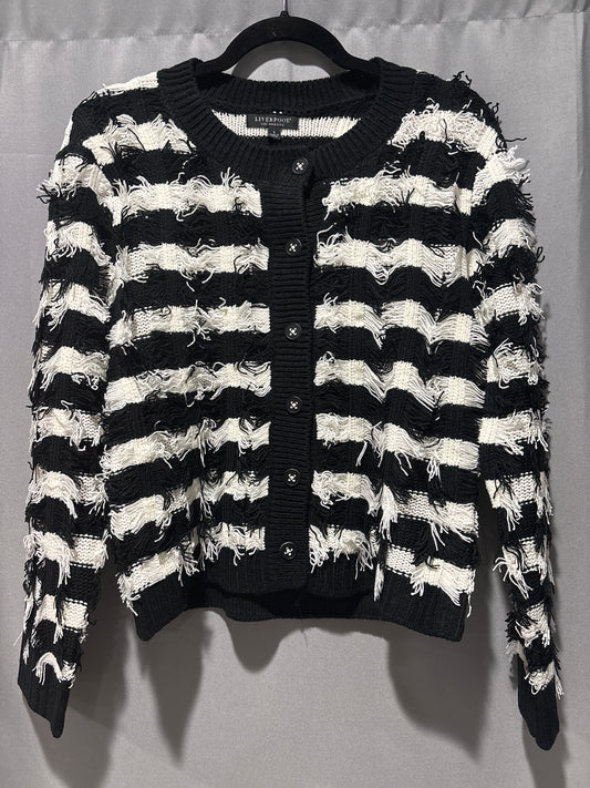 Liverpool long sleeve fringe striped cardigan