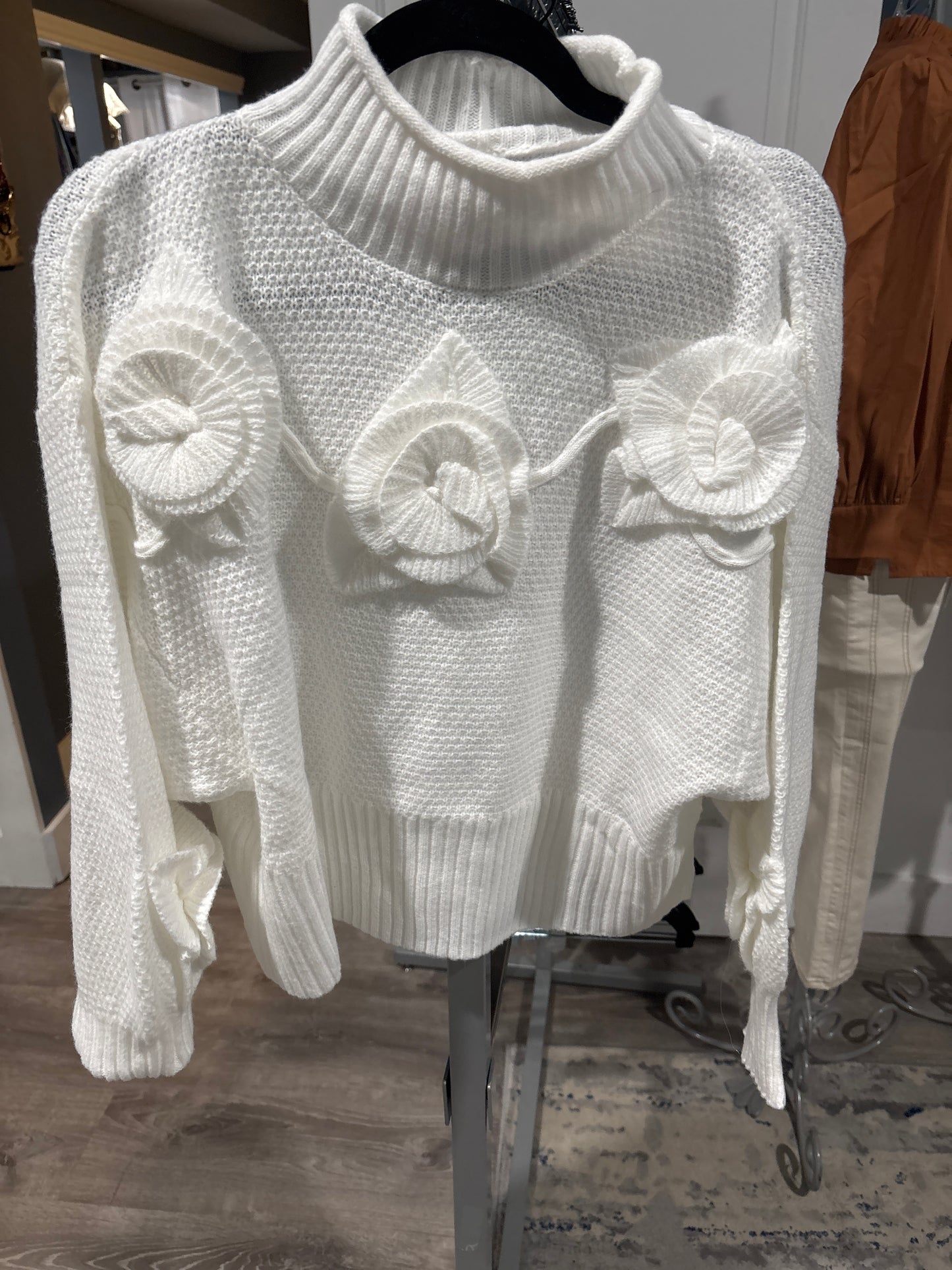 Long sleeve flower sweater
