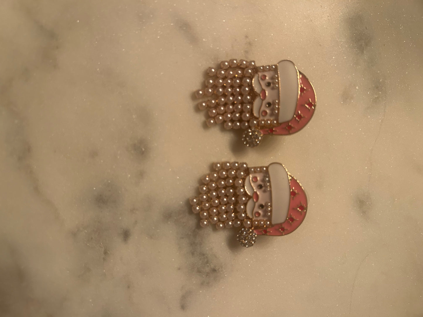 Santa Pearl Beard Earrings