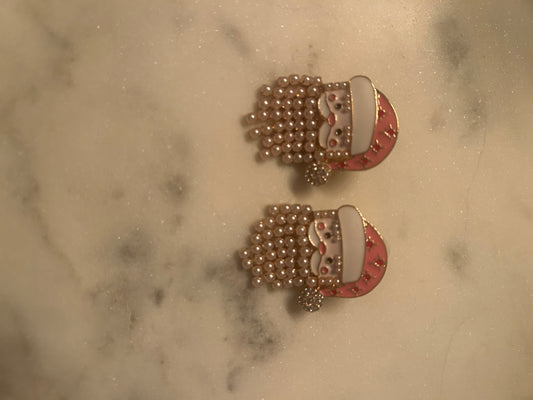 Santa Pearl Beard Earrings