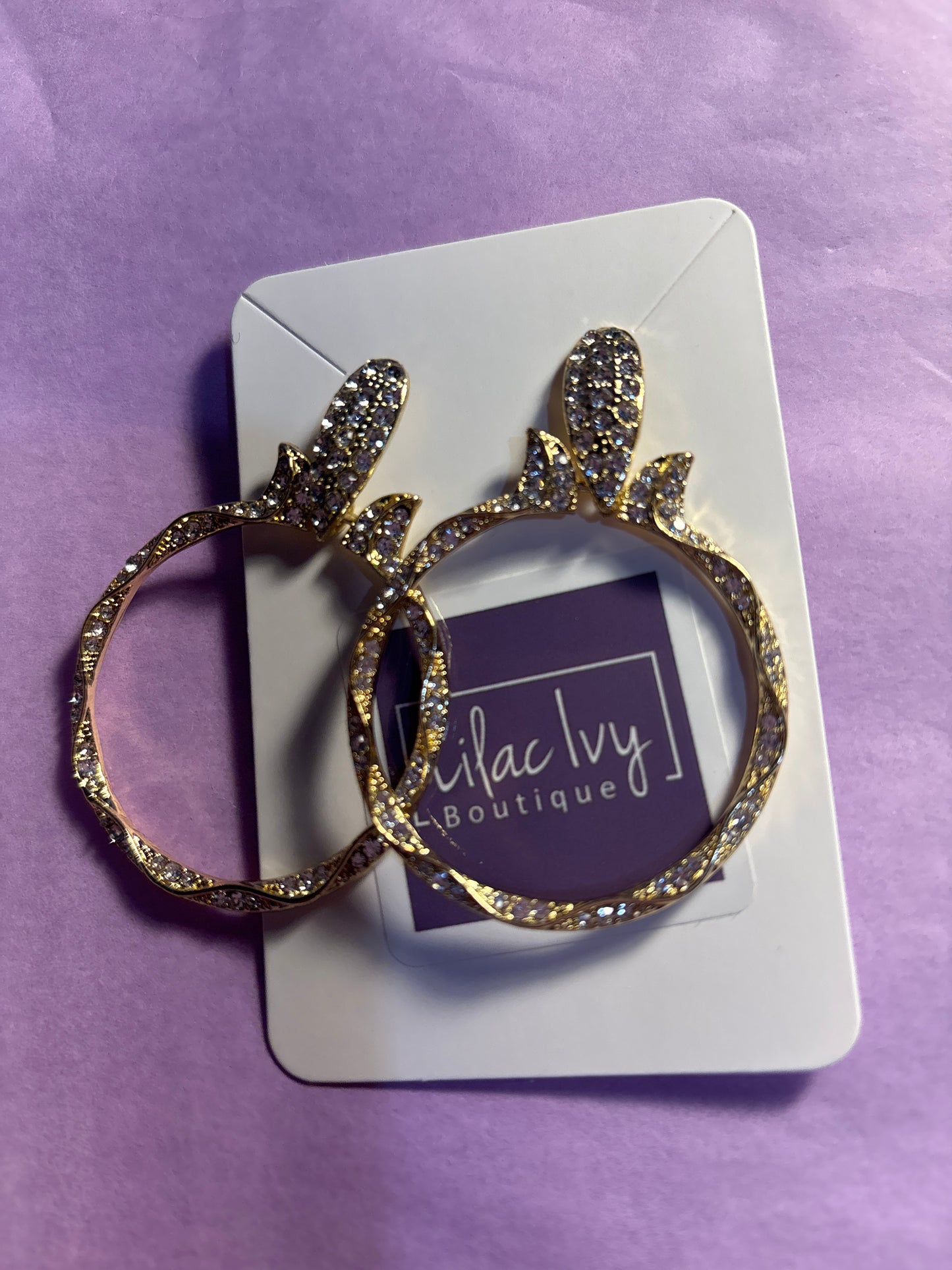 Gold rhinestone hoop earrings