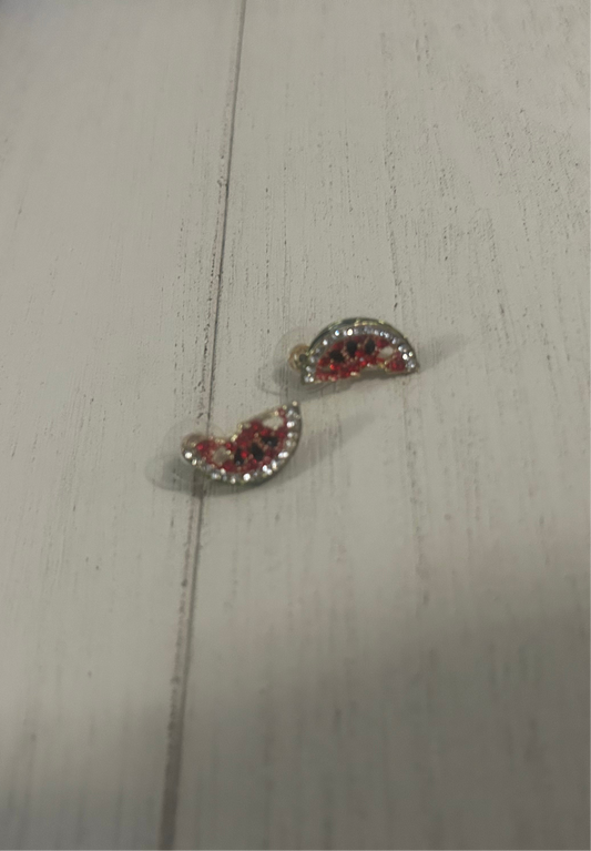 Crystal Watermelon Slice Earrings