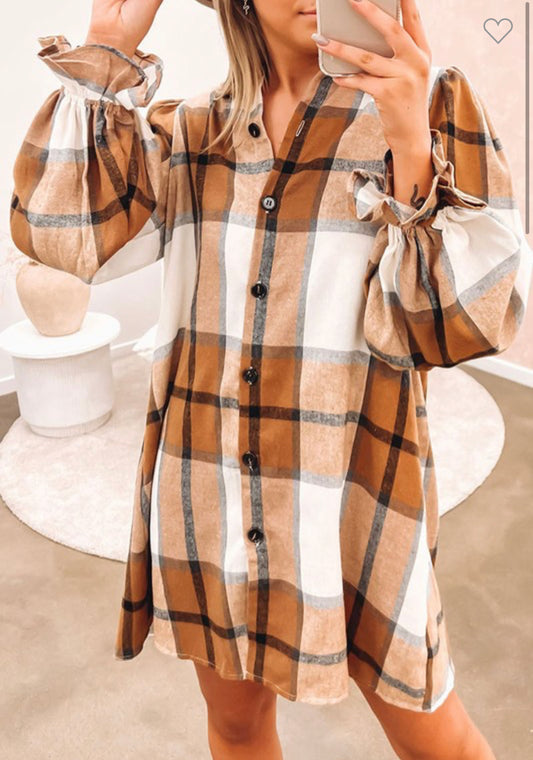 Plaid shirt dress