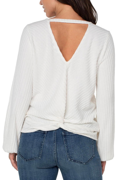Twist back knit top Liverpool cream