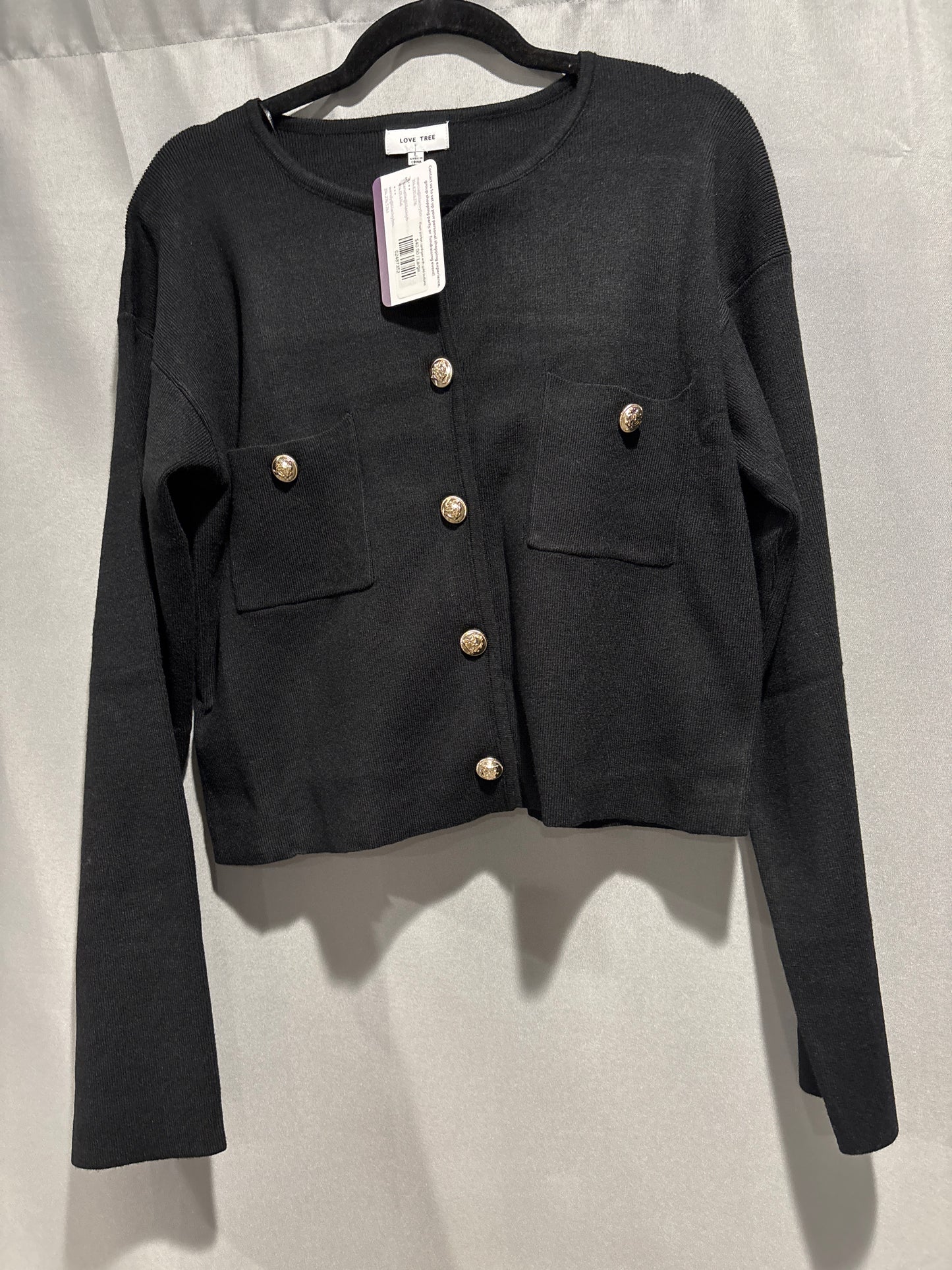 Front pocket cardigan with gold buttons