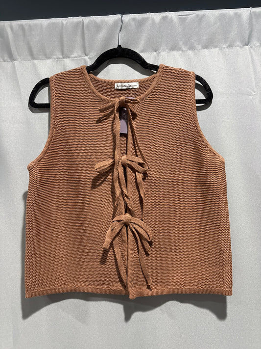 Tie front sweater vest